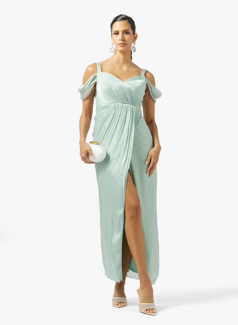 Ella Limited Edition  Shimmer Cold Shoulder Draped Dress for Women | Best Price UAE